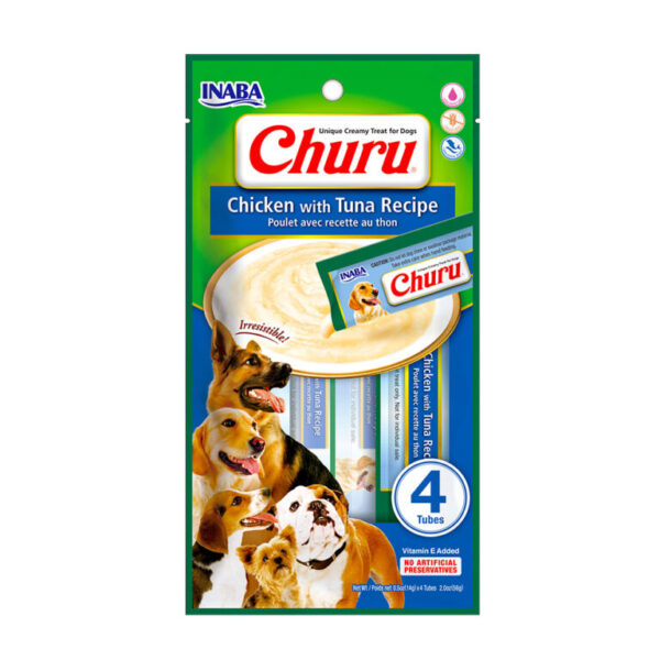 Snack cremoso Dog Churu de pollo con atún para perros – INABA Colombia